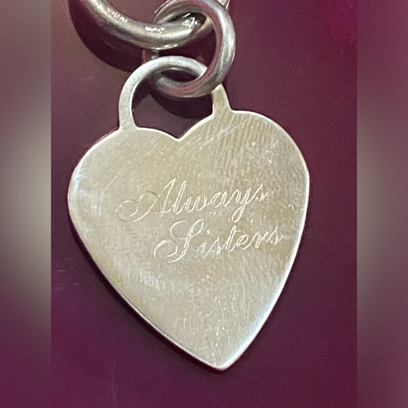 BEST DEAL ⚡️ Sisters Sterling Silver Heavy Duty Heart Tag Charm Bracelet #7835 - Picture 2 of 8